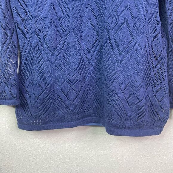 Lauren Ralph Lauren Linen Blend Layered Knit Blue Top Size L - Picture 3 of 8